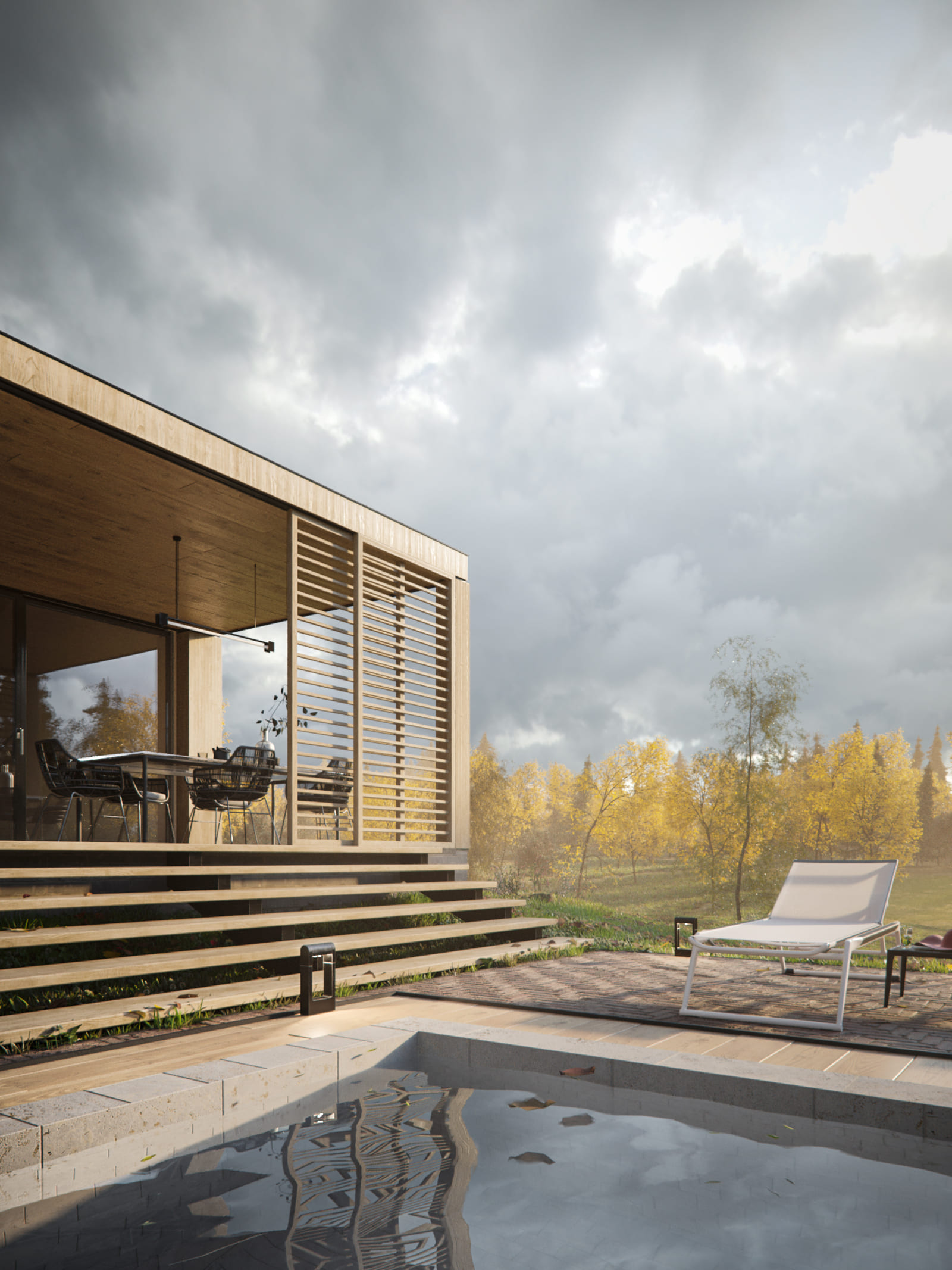 Holzhaus am Waldrandb